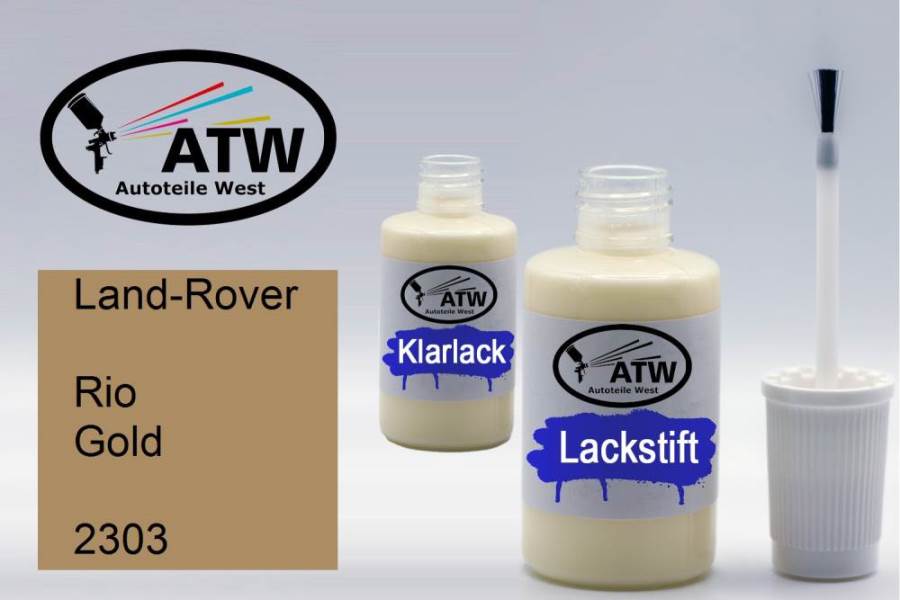 Land-Rover, Rio Gold, 2303: 20ml Lackstift + 20ml Klarlack - Set, von ATW Autoteile West.